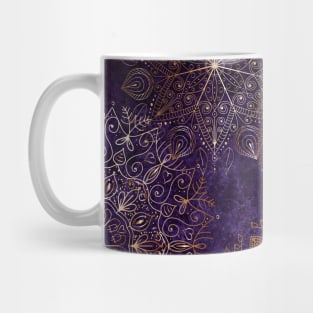 Gold and Purple Boho Floral Mandala Mug